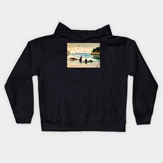 Orca Reflection Kids Hoodie by Signe23